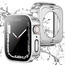 【2 in 1 全面保護】Apple Watch 用 防水ケース 44mm アップルウォッチ カバー 直角エッジデザイン 保護 アップルウォッチ Series SE/6/5/4 カバー ガラスフィルム 一体型 二重構造 PC環保素材 一体型カバー背面