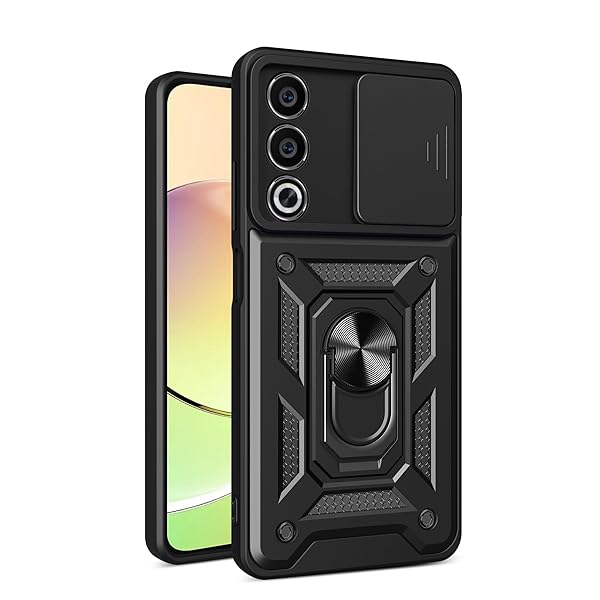 OPPO A3 5G ケース『』新型 TPU+PC カバー リング 360度回転 スタンド機能 車載ホルダー対応 レンズ保護 OPPO A3 5G 専用 耐衝撃 衝撃吸収 指紋防止 擦り傷防止 着脱簡単 （ブラック）