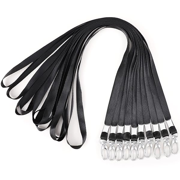 【ネックストラップ】 首掛け 10本 黒 ストラップ 着脱簡単 落下防止 軽量 忘れ物防止 ナイロン製 丈夫 社員証 カメラ USBメモリ 装飾品 キー用