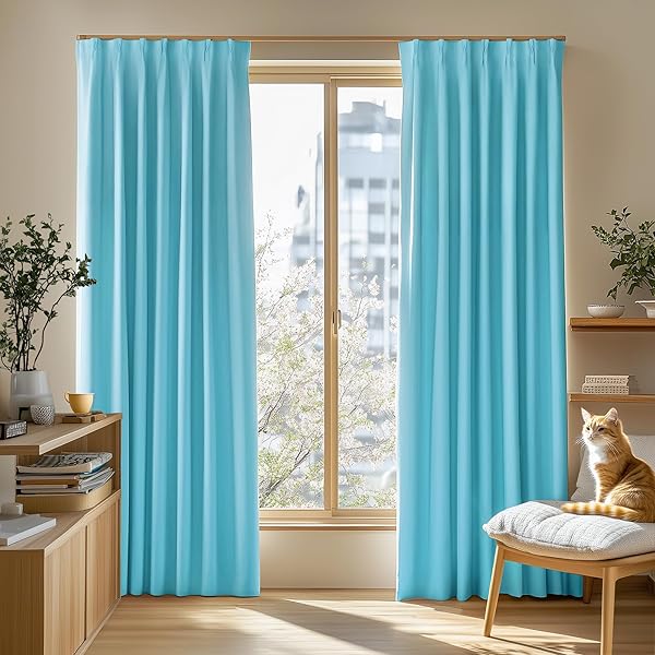 カーテン 2級遮光 2枚組 幅130×丈200cm 厚手 ドレープ 形態記憶 洗濯OK UVカット 遮光率99.91% やさし..