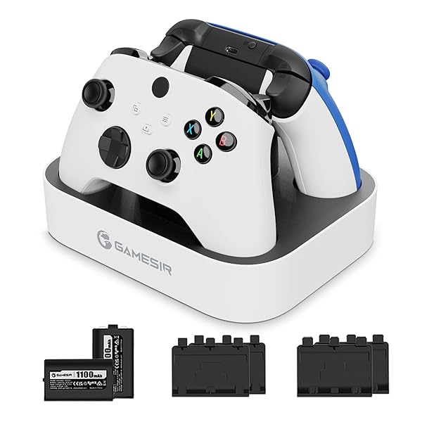 Xbox Series X/Sコントローラー Xbox One 充電スタンド 2台同時充電 置くだけで充電 LEDインジケーターライト Type-Cポート コントローラー充電スタンド ホワイト