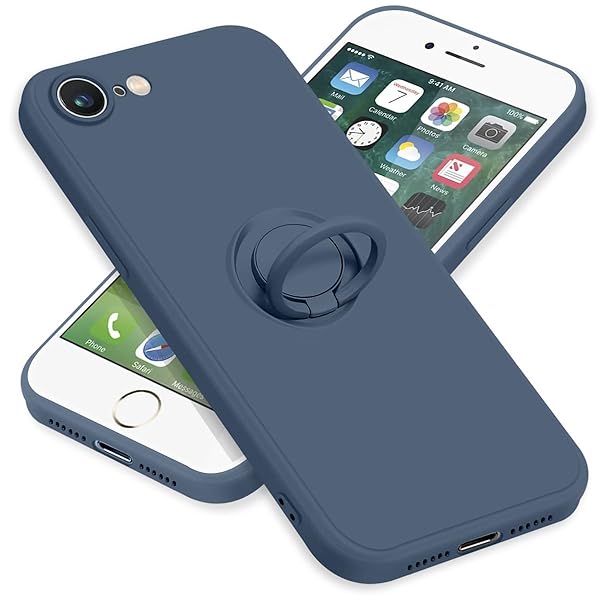 iPhone SE3 iPhone SE2 ケース iPhone8 iPhone7 ケース リング付き シリコン アイフォンSE 第3世代 第2世代 8 7 スマホケース スタンド機能 カバー 耐衝撃 レンズ保護 360°回転 車載ホルダー ストラッ