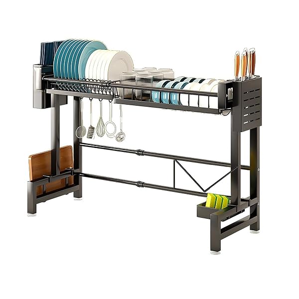 水切りラック,水切りラック シンク上食器 台所用品ホルダ キッチン収納棚 大容量 滑り止め 省スペース ..