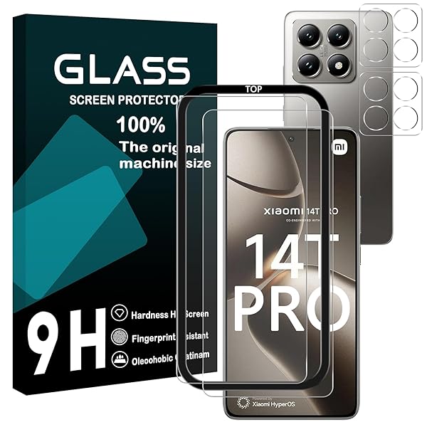 対応 Xiaomi 14T Pro ガラスフイルム ガイド枠付き 【2+2 枚セット-国産AGC旭硝子 】 xiaomi 14t pro フイルム 【2枚】+ レンズフィルム 【2枚】 シャオミ 14TPro 液晶保護フィルム 強化ガラス レンズ保護