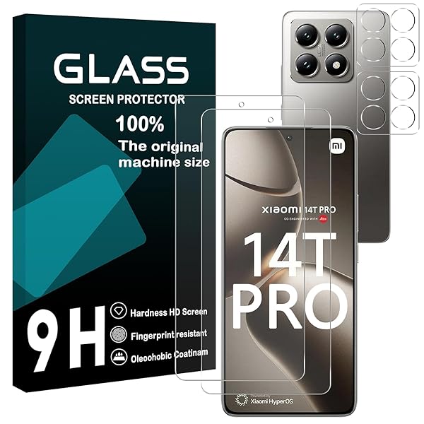 対応 Xiaomi 14T Pro フィルム 指紋認証対応【2+2 枚セット-AGC旭硝子】 xiaomi 14t pro ガラスフイルム 【2枚】+ レンズ保護フィルム 【2枚】 xiaomi14tpro 液晶保護フィルム さらさら 強化ガラス 液