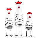 木製ニワトリの置物 3体セット 北欧インテリア 可愛いデザイン 手作り 雑貨 家庭装飾 リビング 玄関 庭