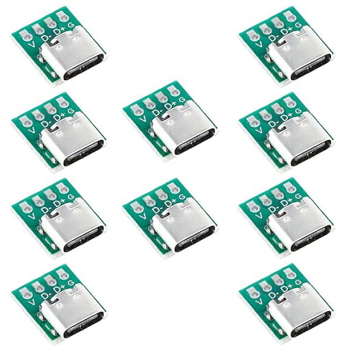 10枚のUSB C型コネクタボードDIY 3.1シリアル基本タップメスコネクタUSB C型タップボードPCB変換ボード付きデータ線ケーブル伝送用 10枚のUSB C型コネクタボードDIY 3.1シリアル基本タップメスコネクタUSB C型タップボードPCB変換ボード付きデータ線ケーブル伝送用