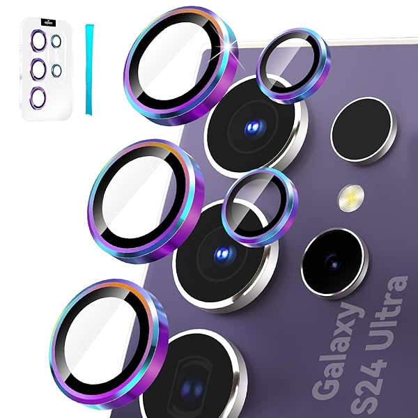 Other - [3+2] Samsung Galaxy S24 Ultra 用 カメラ レンズ保護フィルム アルミ合金 9H硬度 傷防止 カメラフィルム HD強化ガラス 夜間撮影モード バックカメラカバー 防塵 耐衝撃 簡単貼付 S24U 6.8