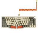 AKS068 ゲーミングキーボード アアリスレイアウト有線65% 68キー赤軸 人間工学 メカニカルキーボード ホットスワップ可能 VIA プログラム可能 GASKET構造 USB Type-Cノブ付き ABS 3色キーキャップ OEMプロファイル