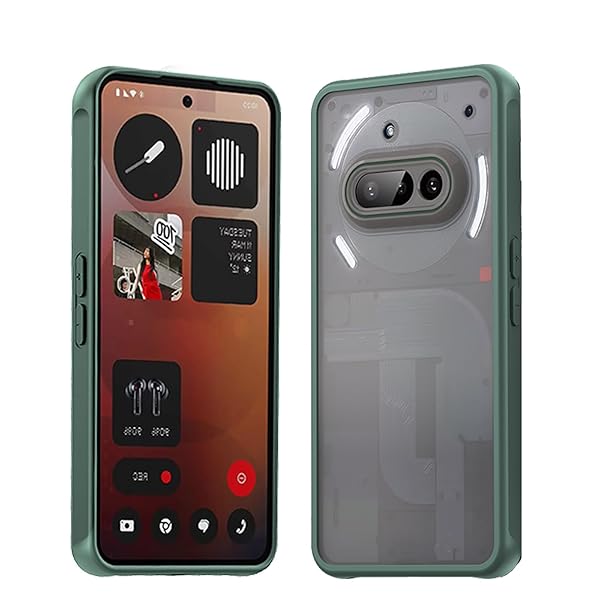 For Nothing phone 3A ケース カバー マット感 半透明 TPU+PC レンズ保護 薄型 指紋防止 落下防止 安心保護 軽量 全面保護カバー (グリーン)