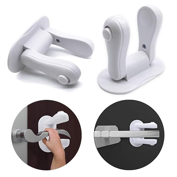 ベビーガード 2個セット チャイルドロック ストッパー ドアロック 室内 部屋 鍵 ドアノブカバー ドア開け防止 赤ちゃん守り 指はさみ ケガ いたずら防止 地震対策 ホワイト By