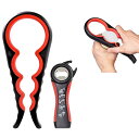 ジャー オープナー サイズ 4段階 瓶 ふた開け テコの原理 Jar Opener 楽ちん 簡単 ボトル キャップ オープナー 蓋開け プルトップ 缶 プルタブ開け 栓抜き 5in1 多機能 マルチツール 装備 大小 2点セット (BLACK-RED