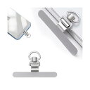 スマホ ストラップホルダー 浮きなし曲がれ設計/極薄0.2mm/360°旋回式/金属製タグパッチ ステンレス鋼 耐久性 軽量 薄型 携帯ストラップホルダー スマホケースに挟む 落下紛失防止 充電影響なし 全機種対応 1個入り(シルバー)