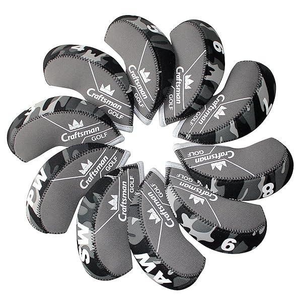 （クラフトマン）ゴルフアイアンカバー ウェッジカバー ヘッドカバー 迷彩 (迷彩10PCS入り)