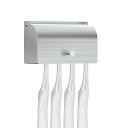 壁掛け歯ブラシホルダー カバー付き バスルーム シャワー用 ステンレススチール 粘着式 壁掛け 4スロット 歯ブラシハンガー(2)