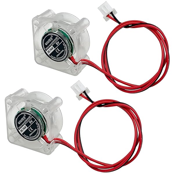 2個 LED冷却ファン 2510 5V 25mmx25mmx10mm 透明 ブルーLED搭載 2ピン 静音 DCファン PCファン 油圧ベ..