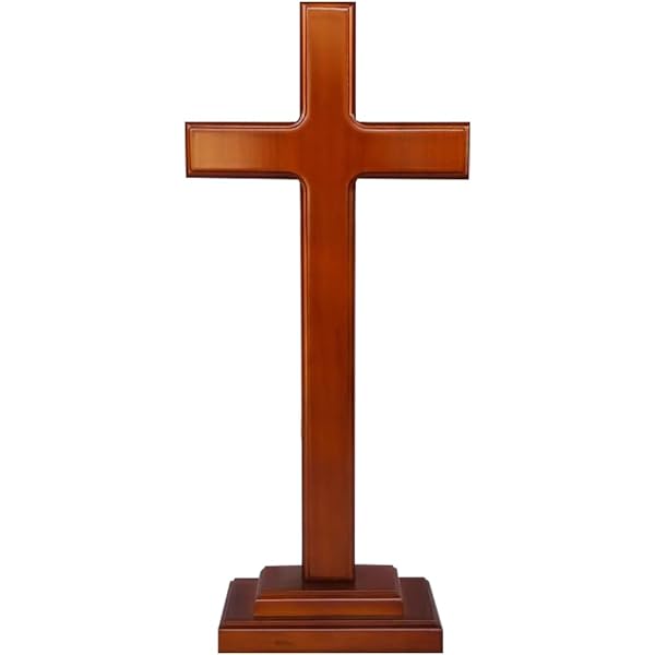 十字架 木製 イエス・キリスト クロス キリスト教 礼拝 オーク色 十字 置く物 インテリア 装飾 卓上 壁..