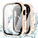 【2024改良ケース】 対応 アップルウォッチ カバー Series SE2/SE/6/5/4 アップルウォッチ ケース PC素材 IP68 防水ケース 3D直角エッジデザイン 光沢式 Apple Watch ケース ガラスフィルム 一体型 日本旭硝