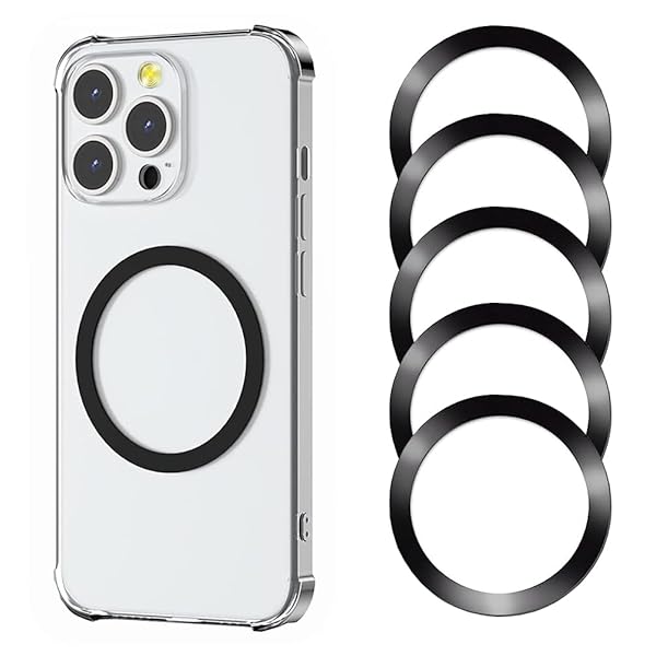 Magsafe用リング マグネットリング シール 5枚 薄型 磁気増強 マグネット リング 磁気 ワイヤレス充電対応 メタルリング 充電対応 強力 ケース ユニバーサルリング iPhone Samsung Galaxy対応 スマホリング ブラック