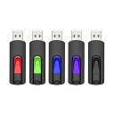 USBメモリ 16GB 5個セット USB 2.0 フラッシュメモリ伸縮式 16ギガバイト サムドライブ ースティック ペンドライブ 5色(黒 紫 青 緑 赤)