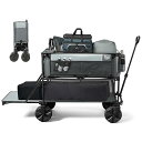 アウトドアワゴン 2階建てキャリーワゴン 折りたたみ キャリーカート 収束式 長物対応 全地形対応 自立収納 大容量 400L 耐荷重204kg アウトドアキャ...