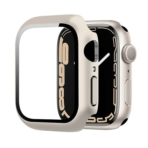 Apple Watch 用 ケース series9/8/7 45mm アップルウォッチ保護45mm カバー 「2023 モデル」ガラスフィルム 一体型 PC素材 全面保護 超薄型 装着簡単 耐衝撃 高透過率 指紋防止 傷防止 (45mm スターライト Apple Watch 用 ケース series9/8/7 45mm アップルウォッチ保護45mm カバー 「2023 モデル」ガラスフィルム 一体型 PC素材 全面保護 超薄型 装着簡単 耐衝撃 高透過率 指紋防止 傷防止 (45mm スターライト