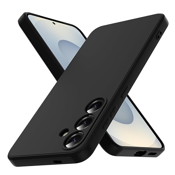 Galaxy S25 用 ケース シリコン 耐衝撃 柔軟 カバー 薄型 衝撃吸収 人気 携帯カバー ストラップホール付き ワイヤレス充電 軽量 手触り良い 指紋防止 滑り防止 (ブラック) 6-S25-01