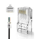 RJ45コネクタ, LAN コネクタ 貫通式 50個入り Cat6/Cat5e/Cat5 LANケーブル用 コネクタ 配線簡単 爪折れにくい