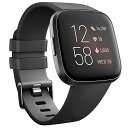 for Fitbit Versa/Versa 2/Versa Lite バンド 交換ベルト 交換用バンド 柔らかい シリコンバンド スポーツバンド 調節可能 (L, ブラック)