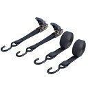 荷締めベルト ラチェット式ベルト 5m 荷締機 固定ベルト ラチェット ラッシングベルト 荷締め タイダウンベルト 固定バンド 荷物ベルト バイク 荷台 荷物崩れ防止 引っ越し 運搬 破断荷重800kg 幅25mm 2パックセット (5m, ブラック