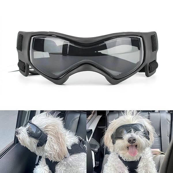 小型犬用ゴーグル、犬用サングラス、小型犬用uvカットサングラス、調節可能なバンド付き、Mサイズ、ブラック