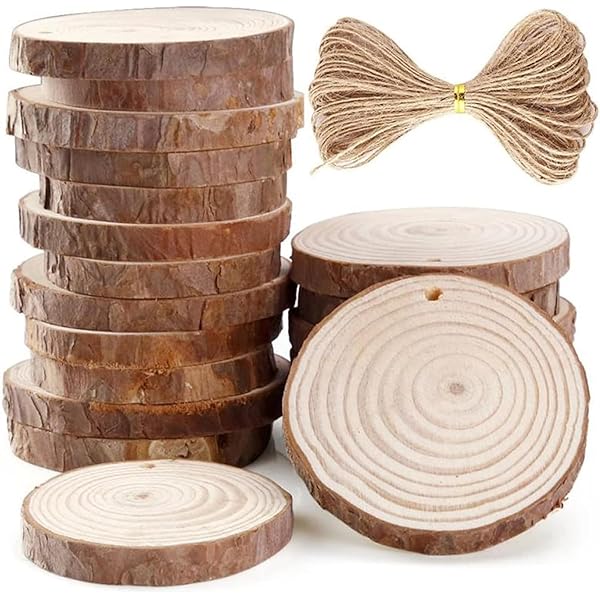 木製スライス 20枚 直径8〜9cm 木製 天然木 DIYパーツ 木製 天然木 木片 スライス DIY 工芸品 ディスク カップマット 記念品 飾り物…
