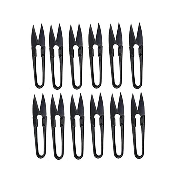 糸切はさみ 手芸 家事用クラフト用シザー NO.19 (ブラック12個セット)