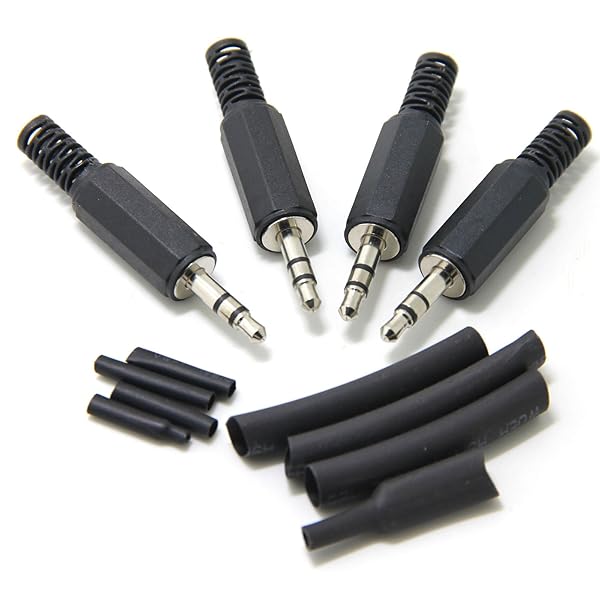 4個セット 3.5mmステレオミニプラグアダプタ はんだ自作用タイプ ヘッドホン/イヤホンケーブル断線修理交換用コネクタ