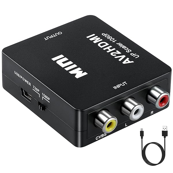 RCA HDMI 変換 コンバーター AV to HDMI変換アダプター AV2HDMI USBケーブル付き 音声転送 1080/720P切り替え (コンポジッ...