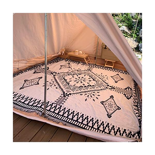 キャンプ ブランケット アウトドア メキシカンラグ 大判 おしゃれ テント カバー 黒と白 130X180cm …