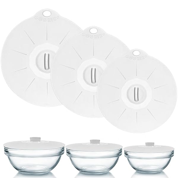 シリコン蓋 シリコンラップ フライパン 密閉蓋 防塵蓋 密封 耐熱耐冷 吸着力 調理の貯蔵 フライパン蓋 防塵蓋 食品保存 収納便利 再利用可能 電子レンジ 食洗機対応 (半透明 3枚セット)