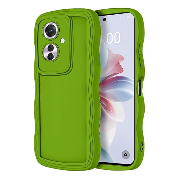 OPPO Reno 11A 対応 ケース カバー TPU シリコン質感 耐衝撃 落下防止 取付簡単 カメラ保護 レンズ保護 高級携帯電話ケース OPPO Reno 11A 用 (グリーン)