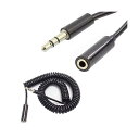 3.5mm コイルケーブル、3.5mm3極オスにメス ステレオオーディオケーブル コイル式 Aux 3.5オーディオコード伸縮自在 3.5mm DCプラグ搭載の...