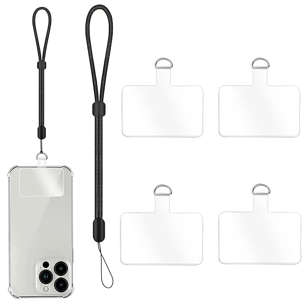 スマホストラップ ストラップホルダー 5点入り【強化版タグパッチ・金属D字リング】 携帯ストラップ リストストラップ 長さ調整可能 全機種対応 充電影響なし 落...