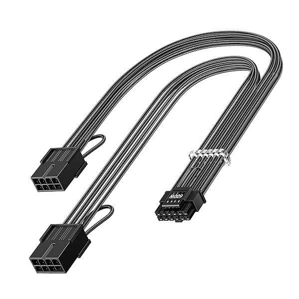 PCI-e 5.0 12VHPWR延長ケーブル、30cm/1フィート 16(12+4)ピンオス-PCIE 5.0 2x8(6+2)ピンメス スリーブ付き延長コード、GeForce RTX 4070,4080,4090用4コーム16AWG GPUケーブ