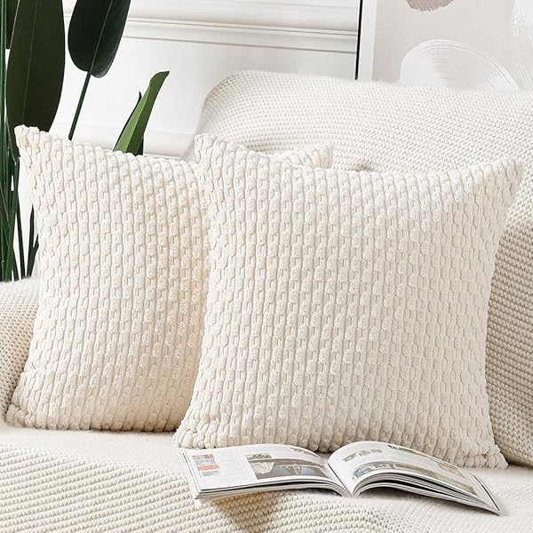 クッションカバー 2枚セット 柔らかい コーデュロイ 装飾的な 枕カバー 贅沢 スタイル クッションケー..