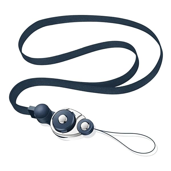 ネックストラップ 首掛け スマホ ストラップ 吊下げひも スマホ ショルダーストラップ 忘れ物防止 携帯ストラップ 脱着式 ブラック (紺色)