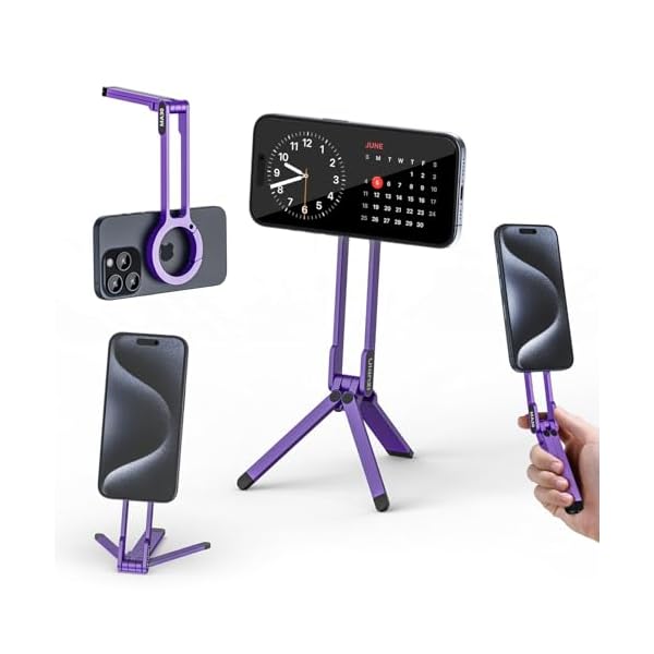 MA30 スマホ三脚 ミニ三脚 全金属製 magsafeに対応 折りたたみ式 持ち運び便利 スタンド＆手持ちモード 361度回転 自撮り棒 スマホスタンド 携帯スタンド 安定 軽量 角度調整可能 横置き/縦置き 卓上三脚 セルフィー/生放送/撮影録画