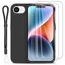 iPhone 16E ケース + ガラスフィルム2枚 + アジャスタブル・ランヤード付高耐久性 耐衝撃 柔らかいTPU素材 マット質感 軽量 防水性 より良い滑り止め すり傷防止 ストラップホール iPhone 16E 保護カバー(ブラック)