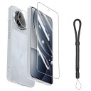 For Xiaomi POCO F7 Pro/Redmi K80 クリア ケース + ガラスフィルム1枚 + カメラフィルム1枚 + アジャスタブル・ランヤード付 耐衝撃 落下防止 カバー 指紋によるロック解除を妨げない 硬度9H 防水性 撥水撥油