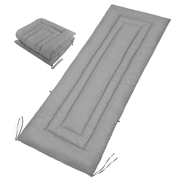 敷きふとん シングル 綿 100％側生地 しじら織り ごろ寝マット – 吸汗速乾 高反発 軽量 抗菌 防臭 防ダニ 厚手 お昼寝 うたた寝 車中泊 洗える 長座布団 2年品質保証 (グレー)