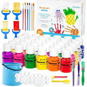 テンペラ絵の具 指絵の具 30色セット 水性 キッズ絵の具 60ml ウォッシャブル 洗える 手形足形アート ボトル絵の具 落ちやすい 子供用 お絵描きセット ...