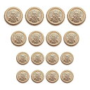 ブレザー ボタン 16個セット 直径15mm/20mm/25mm メタルボタン 交換 補修 学生服/スーツ/コートなど 洋服用 アクセサリー DIY 手作り (...