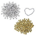 アルファベットビーズ 約 600個 7x4mm フェイクメタル 2色 アルファベットビーズ アクリルビーズ ジュエリー&キッズ&クラフト&名前ブレスレット作成用